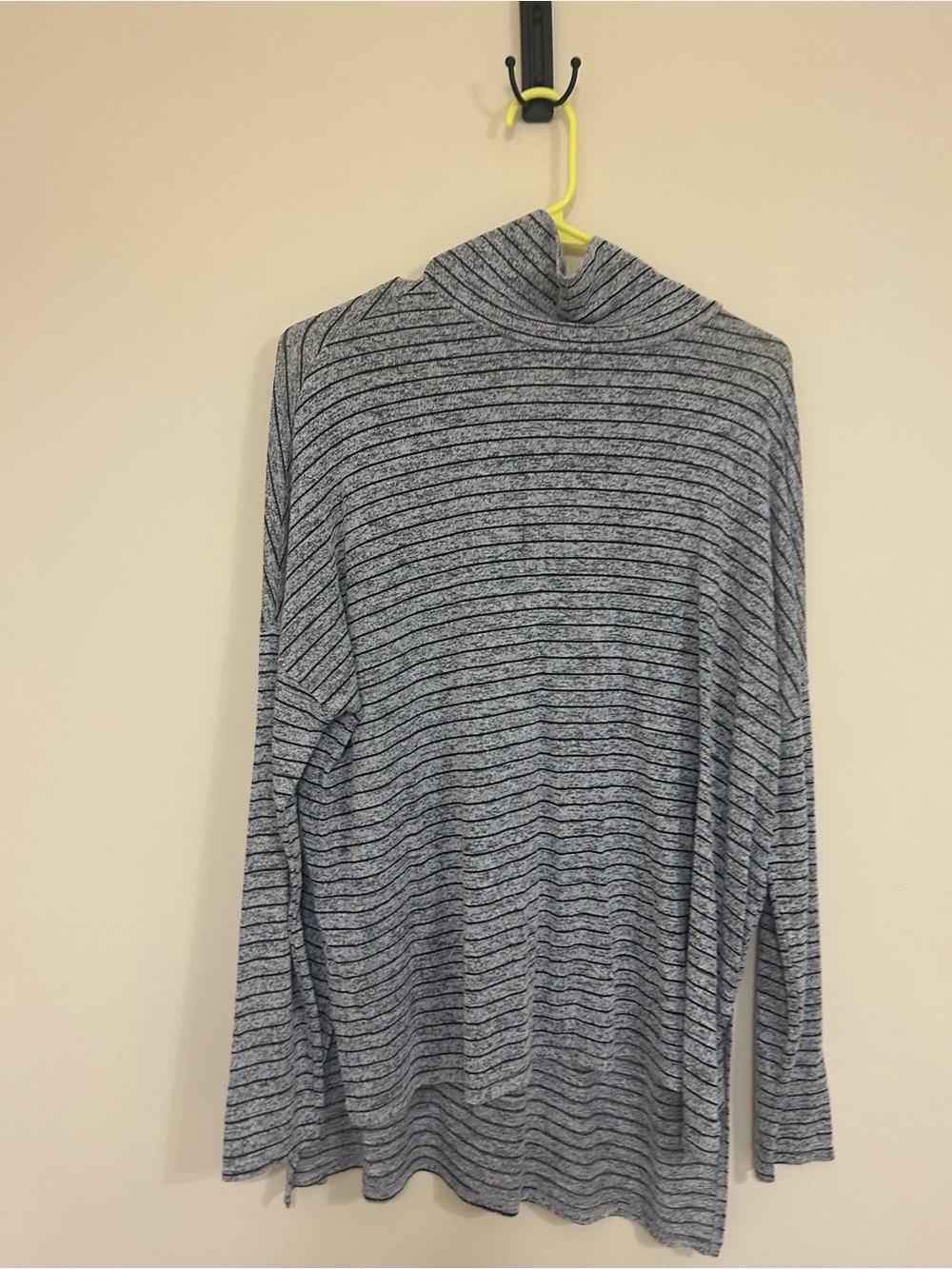 Knit Gray Striped Lightweight Turtleneck Top